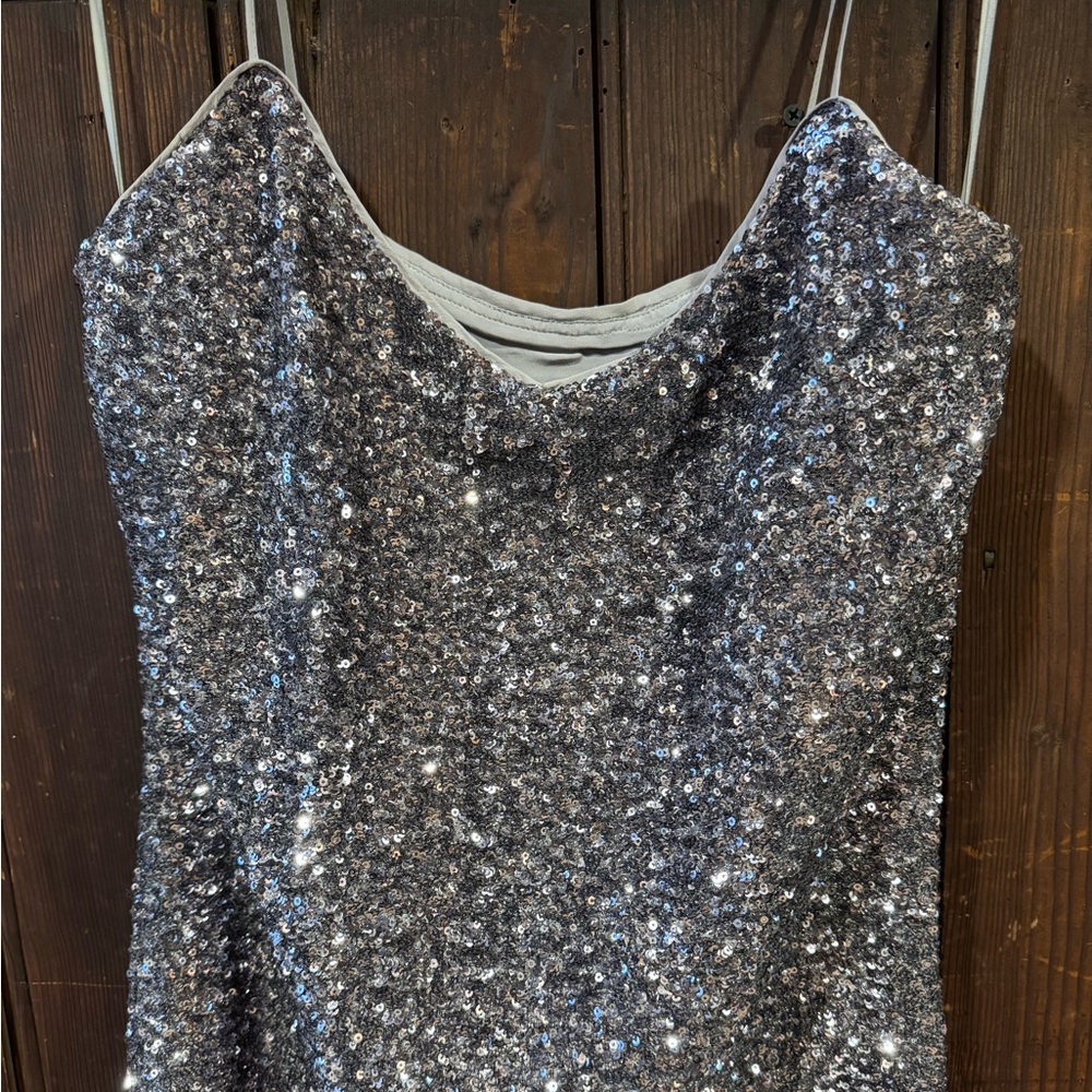 J Crew Silver Sequin floor length slip dress Size 6 - Picture 7 of 9